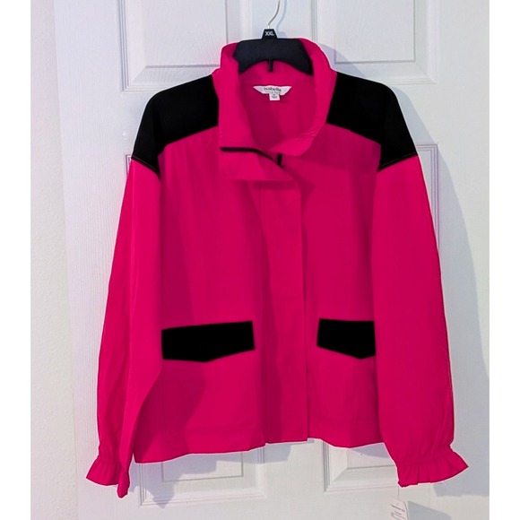 Isabella Active Wear Cropped Bomber Jacket Forza Stretch XL Pink Black NWT - Picture 1 of 10
